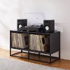 Crosley 40" Enzo Medium Record Storage Media Console Black: Modern Audiophile Cabinet with Steel Legs - 2 of 4