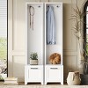 Freestanding Hall Tree Set of 2,3-IN-1 Entryway Coat Rack With Bench And Storage Drawers,Hall Tree For Hallway,Living Room-Cuddlewood - 2 of 4