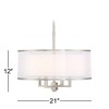 Possini Euro Design Brushed Nickel Drum Pendant Chandelier 21" Wide Silver Organza White Shade 4-Light Fixture for Dining Room - 4 of 4