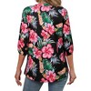 Nlife Women's Casual V Neck Floral Print 3/4 Length Sleeve Blouses Tropical Hawaiian Shirt Tops - 4 of 4