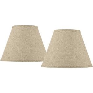 Springcrest Set of 2 Empire Lamp Shades Fine Burlap Small 6" Top x 12" Bottom x 9" Slant Spider Replacement Harp and Finial Fitting - 1 of 4