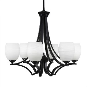 Toltec Lighting Zilo 6 - Light Chandelier in  Matte Black with 5" White Linen  Shade - 1 of 1
