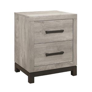 Vynxaria 2-Drawer Nightstand - 2-Tone Gray (Light Gray & Gray), Premium Melamine Board, Metal Bar Hardware, Dovetail Drawers, Wooden Bedroom Furniture - 1 of 4