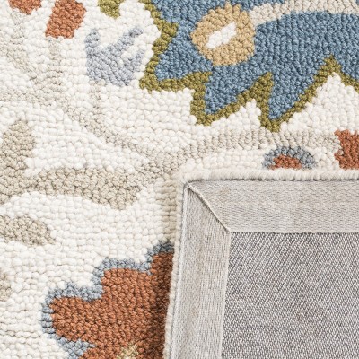 Handmade Blossom Blue Floral Wool Area Rug 8' x 10'