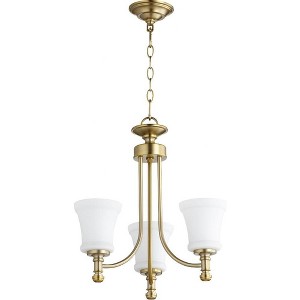 Quorum Lighting Rossington 3-Light Chandelier, Aged Brass, 18 Width, 19 Height, Chain Hanging, Dry Rated - 1 of 1