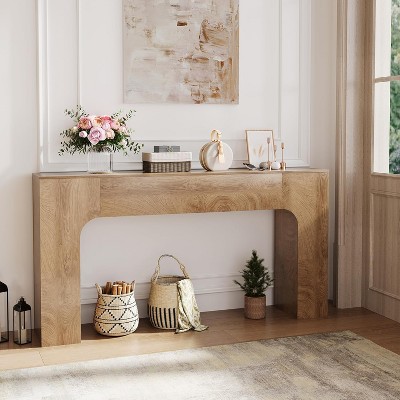 Farmhouse Console Table, Narrow Wood Entryway Table Behind Couch, Slim Rustic Hallway Furniture for Living Rooms, Foyers & Apartments