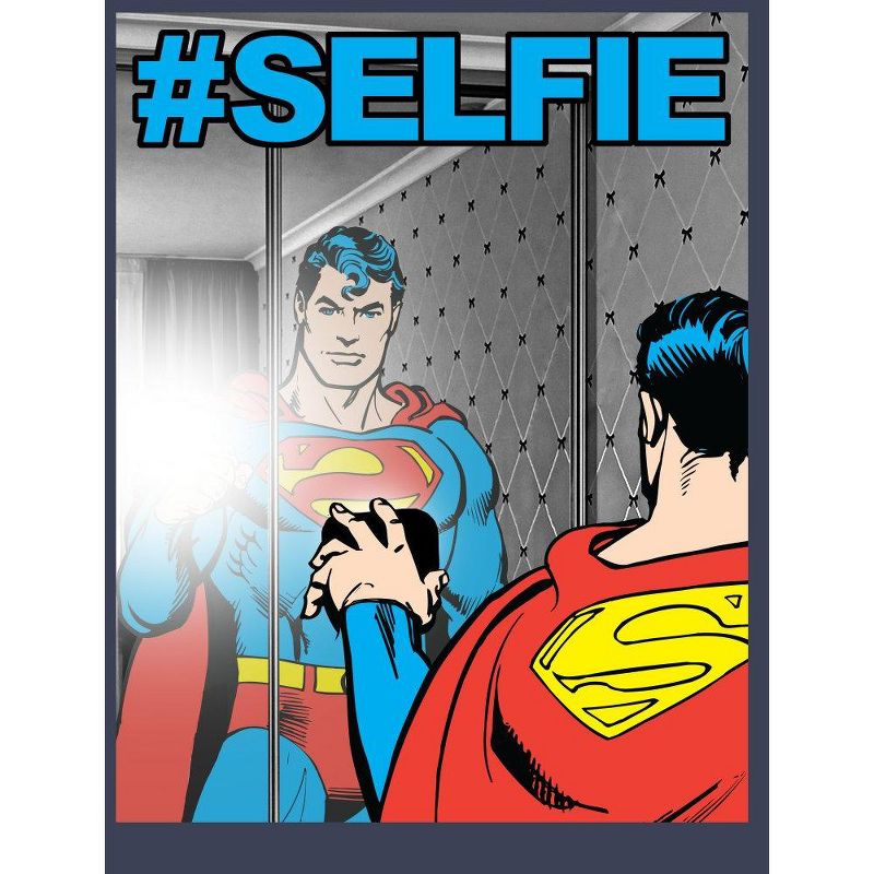 Superman Selfie Youth Boys Navy T-Shirt, 2 of 4