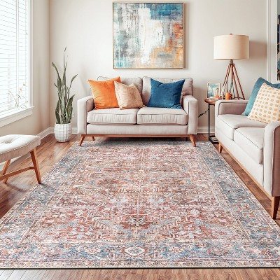Red and Blue Medallion Flat Woven 8' x 10' Area Rug