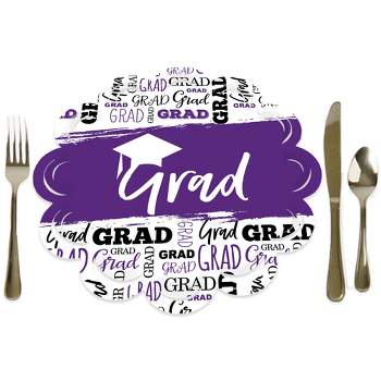 Big Dot of Happiness Purple Grad - Best is Yet to Come - Purple Graduation Party Round Table Decorations - Paper Chargers - Place Setting For 12