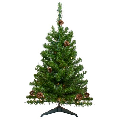 Northlight 3' Pre-Lit Canadian Pine with Pine Cones Artificial Christmas Tree - Clear Lights