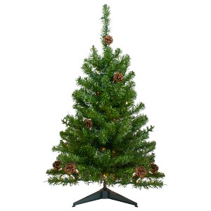 Northlight 3' Pre-Lit Canadian Pine with Pine Cones Artificial Christmas Tree - Clear Lights - 1 of 4