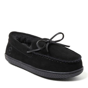 Dearfoams Women's Harriet Genuine Suede Moccasin Slipper - Black