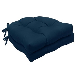 Habitat Tufted Ultra Soft Comfortable Chair Pad Pack of 2 Each 15" X 15" Navy - 1 of 4