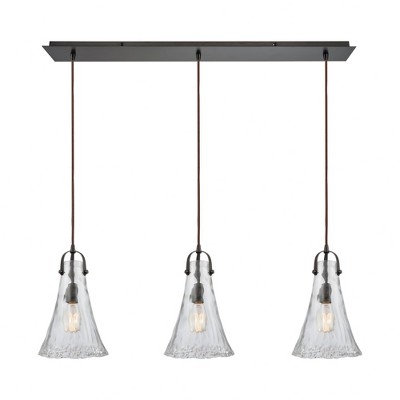 Elk Home Hand Formed Glass 3 - Light Chandelier in  Oil Rubbed Bronze