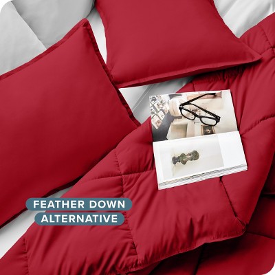 King Red Microfiber Down Alternative Comforter Set