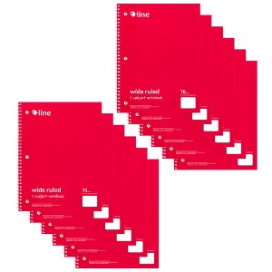 C-Line® 1-Subject Notebook, 70 Page, Wide Ruled, Red, Pack of 12 - 1 of 4