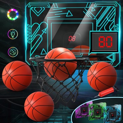 Skirfy Mini Indoor Basketball Hoop for Kids with LED Scoreboard, Over-the-Door Hoop Toy with Foldable Rim