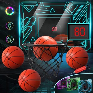 Skirfy Mini Indoor Basketball Hoop for Kids with LED Scoreboard, Over-the-Door Hoop Toy with Foldable Rim - 1 of 4