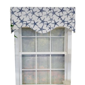 RLF Home Sea Friends Cornice 3" Rod Pocket Lining Luxurious and Elegant Window Treatment Valance 50" x 17" Navy - 1 of 4