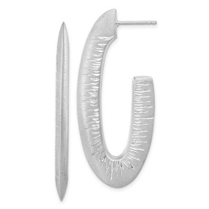 Black Bow Jewelry Knife Edge Diamond-Cut J-Hoop Earrings in Sterling Silver, 52mm (2 in) - 1 of 4