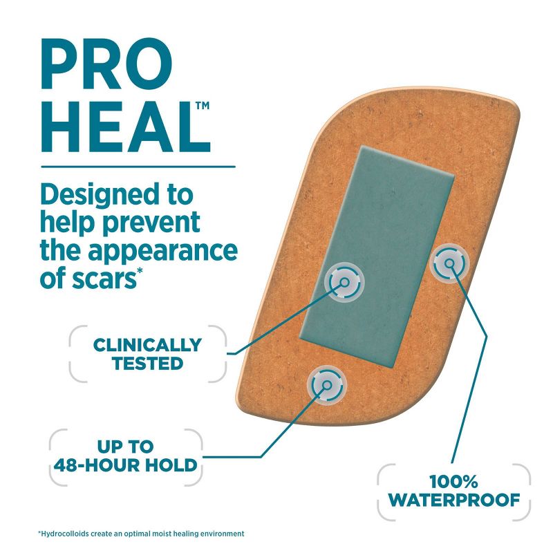 Band-Aid Brand Pro Heal Adhesive Bandages with Hydrocolloid Gel Pads - Large - 5 ct, 5 of 10