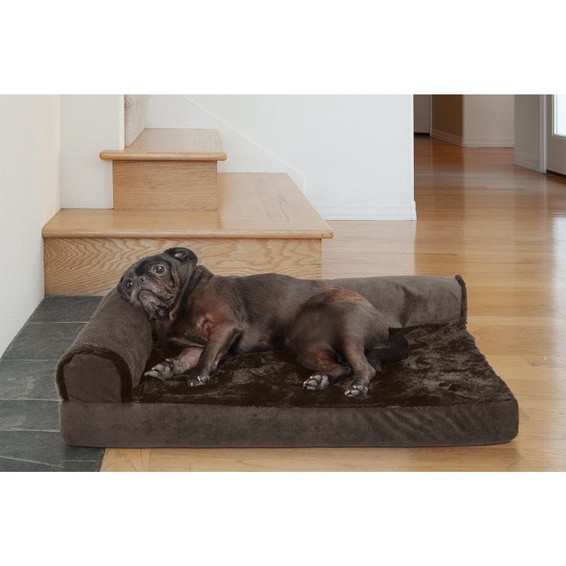 FurHaven Plush & Velvet Deluxe Chaise Lounge Orthopedic Sofa-Style Dog Bed, 3 of 4