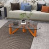 LeisureMod Imperial Collection Triangular Glass Top Coffee Table with Glossy Ash Wood Base for Home, Living Room, Office - 3 of 4