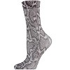 Memoi Women's Faux Snakeskin Print Fishnet Textured Crew Sock Black One Size - 3 of 4