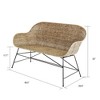 texxture Ormond Woven Rattan Settee, Indoor Outdoor Dining or Kitchen Accent Furniture for Table or Porch with Metal Legs, Natural - 4 of 4