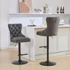 Set of 2 Swivel Bar Stools with Backs, Adjustable Height, PU Leather Upholstered Barstools with Black Base for Kitchen Island or Bar - Cuddlewood - 3 of 4