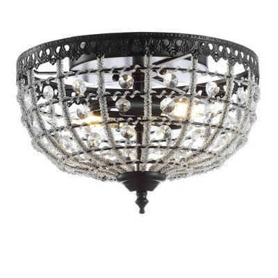 12.25" LED Metal/Acrylic Low Ceiling Flush Mount Black/Clear - Jonathan Y