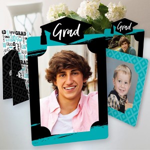 Big Dot of Happiness Teal Graduation Party Centerpieces - 4x6 Picture Display - Paper Photo Frames - Set of 12 - 1 of 4