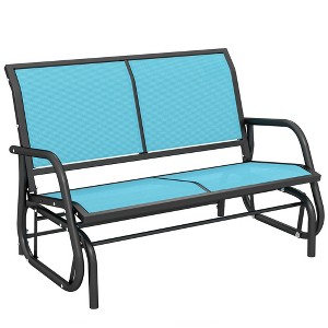 2-Person Outdoor Glider Bench, Patio Double Swing Rocking Chair Loveseat w/Powder Coated Steel Frame for Backyard Garden Porch - 1 of 4