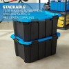 Racxily 18/24/27 Gallon Water Resistant Latching Heavy Duty Plastic Storage Bin, Black Base/Blue Lid - 2 of 4