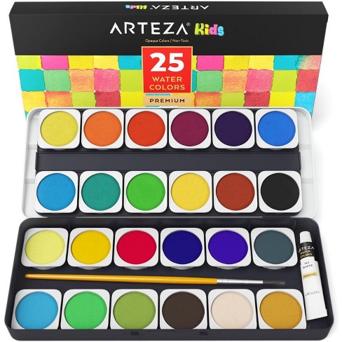 Playkidiz Rainbow Watercolor Washable Classic Colors Painting Set, 12 Piece
