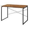 GlasFlength Desks Metal Frame Rustic Computer Desk Gaming Desk Home Office Desk Simple Design for Small Spaces, Brown, 47.5"*22.5"*28.5" - 4 of 4