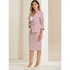 Allegra K Women's Office Work Collarless Blazer Pencil Skirt Business Suit Set 2 Pcs - 4 of 4
