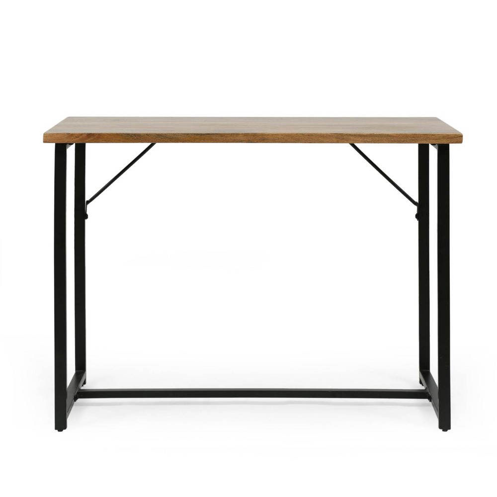 Photos - Office Desk Vinton Modern Industrial Handcrafted Mango Wood Desk Honey Brown/Black - C