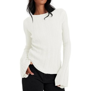 Imily Bela Womens Bell Long Sleeve Knit Tops Lightweight Pullover Sweaters - 1 of 4