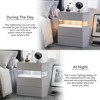 LED Nightstand with 3 Drawers, Bedside Table with 3 Color LED Light, Acrylic Board, Modern Minimalist End Side Table for Bedroom Living Room White - 3 of 4
