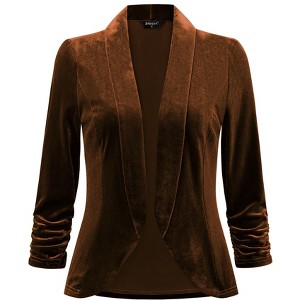 INSPIRE CHIC Women's Velvet Lapel Collar Open Front Blazers - 1 of 4