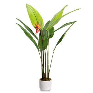 4FT Artificial Tropical Plant in Pot, PEVA Leaf Fake Tree with Realistic Green Foliage for Indoor Outdoor Home Office Decor - 1 of 4