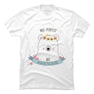 Men's Design By Humans I'm Awesome Flower Crown Polar Bear By T-Shirt