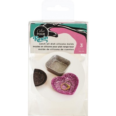 American Crafts Color Pour Resin Mold 3/Pkg-Catch All Dish - Square, Circle & Heart