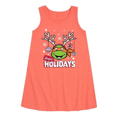 - Teenage Mutant Ninja Turtles - Happy Holidays Graphic Sleeveless Aline Dress