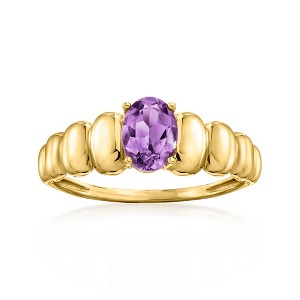 Ross-Simons 0.70 Carat Amethyst Ribbed Ring in 14kt Yellow Gold - 1 of 4