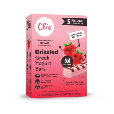 Clio Snacks Drizzled Strawberry Dream Greek Yogurt Bars - 5.65oz/5ct