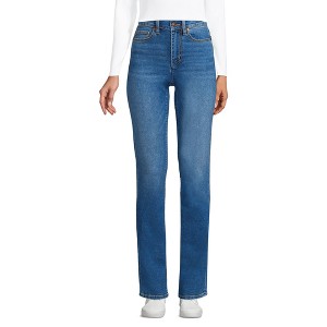 Lands' End Women's Recover High Rise Straight Leg Blue Jeans - 1 of 4