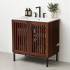 30" Vintage Bathroom Vanity with Slatted Doors, Ceramic Sink, Adjustable Shelf, Soft-Close Hinges, Square Tube Black Legs - 3 of 4