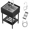 26 Inch Commercial Stainless Steel Utility Sink, Freestanding Stainless Steel Kitchen Sink with Hot & Cold Water Faucet, Drain Basket, Black - 2 of 4